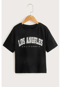 Resim Uyguntarz Çocuk Los Angeles Pamuklu T-shirt Siyah 