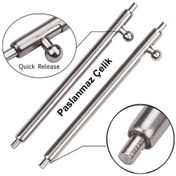 Resim Koodmax 50 Adet Paslanmaz Çelik Yaylı Otomatik Boynuzlu Kol Saati Kordon Pimi Susta - 1.5x12mm 