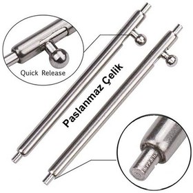 Resim Koodmax 50 Adet Paslanmaz Çelik Yaylı Otomatik Boynuzlu Kol Saati Kordon Pimi Susta - 1.5x12mm 