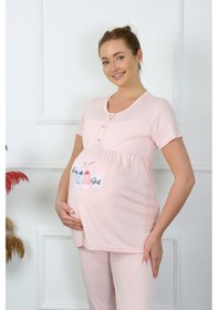 Resim Akbeniz Kadın Kısa Kol Hamile Lohusa Pijama Takımı Pudra 45210-pudra 