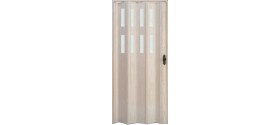 Resim Faran Dekorasyon 115 x 215 Akçaağaç Renk Camlı Pvc Akordiyon Katlanır Kapı - Frnakmodel-51 