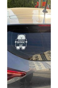 Resim ModernSanatDükkanı Arabada Bebek Var Ayıcık Araba Sticker 