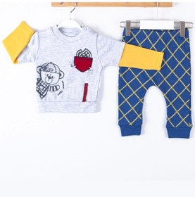Resim 3-12 Ay Erkek Bebek Takımı Cep Bear Nakışlı 2'li Gri Gri 