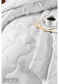 Resim 4 Mevsim Mikrofiber Çift Kişilik Yorgan, 195x215cm, Beyaz Ev Ve Otel Yorganı, Sade Ve Zarif Beyaz 