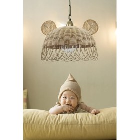 Resim Tekno Trust 1 Rattan, Bambu, Hasır Sarkıt Avize Tavşan, Ayı Kulak Çocuk Odası Metal Zincirli Eskitme Tesisatlı 