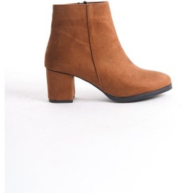 Resim Kadın Liva Düz Topuklu Kısa Bot Taba Süet 
