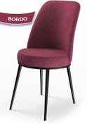 Resim Canisa Dexa Serisi, Üst Kalite Mutfak Sandalyesi, Bordo Sandalye, Metal Siyah Iskeletli 