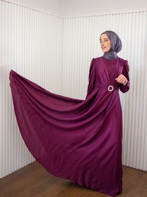 Resim RUVİTA Saten Taşlı Tesettür Abiye Elbise 