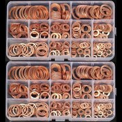 Resim 200/100 adet Bakır Conta Ustalık Kiti - Düz Halkalı Contalar, Somunlar ve Civatalarla İtme Çubuğu Tüp Mühür Assortisi - Çeşitli Uygulamalar için Sağlam Kutuda Tam Set 