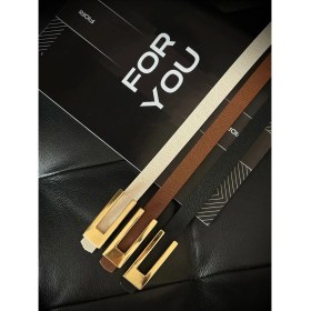 Resim Fiori 3'lü Tasarım Gold Tokalı Ince Kadın Kemeri, Ceket Kemeri, Gömlek Kemeri, Elbise Kemeri 