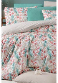 Resim Lastikli Çarşaflı Çift Kişilik Nevresim Takımı Lemon Red Kırmızı-yeşil 