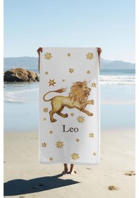Resim Dijital Baskı Plaj Deniz Havlusu Aslan Burcu Desenli Peştamal Hvl0035 Renkli 