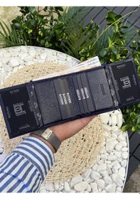 Resim Bayderi Cacna Hakiki Deri Kibar Erkek Cüzdan - Lacivert 