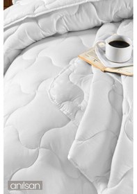Resim Mikrofiber Battal Çift Kişilik Yorgan, 225x215cm, Beyaz Ev Ve Otel Yorganı, Sade Ve Zarif Beyaz 