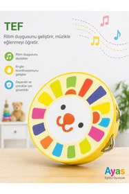 Resim AyasEğiticiOyuncak Bebek Müzik Aleti Ahşap Deri Tef - 