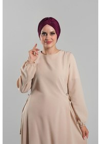 Resim Hürrem Bone Şarabi Pratik Hazır Geçmeli Tesettür Bone Fukuro Piliseli Tek Çapraz Büzgülü 1824 08 Şarabi 