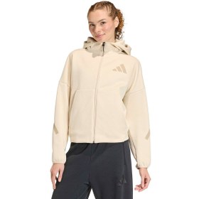 Resim adidas Z.N.E. Full-Zip Kapüşonlu Kadın Bej Günlük Stil Eşofman Üstü KE4746 