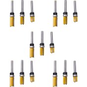 Resim Bueattuh 15PCS 1/4 Inç Floş Trim Yönlendirici Bit Desen Bit Üst ve Alt Yatak 1/2 Inç Bıçak Şablonu Kenarı (Yurt Dışından) 