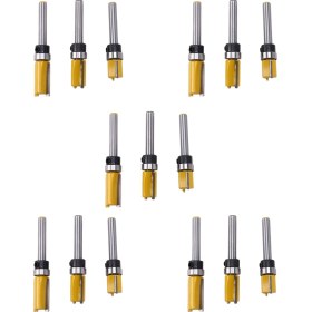 Resim Bueattuh 15PCS 1/4 Inç Floş Trim Yönlendirici Bit Desen Bit Üst ve Alt Yatak 1/2 Inç Bıçak Şablonu Kenarı (Yurt Dışından) 