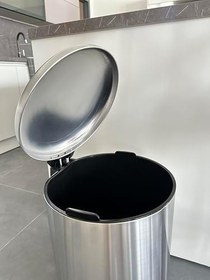 Resim Primanova ME903006Bombe Kapaklı Çelik Çöp Kovası 30Lt Fırçalı, Siyah 