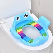 Resim Kurbağa Model Çocuk-bebek Yanlardan Tutmalı Yumuşak Süngerli Klozet Kapağı Adaptörü Mavi 