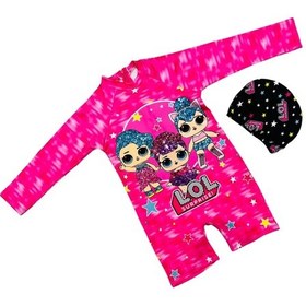 Resim Lolliboomkids Sevimli Karakterler Lol Güneş Koruyucu Uzun Kol Hipster Model Fermuarlı Mayo Bone Hediyeli Pembe 