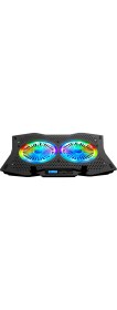 Resim Rampage AD-RC9 Tornado Siyah 115 -115 -15mm (2 adet) Fanlı 10''-18'' RGB Işıklı Notebook Soğutucu Stand 