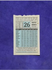 Resim 26 Mayıs 2002 Takvim Yaprağı - Nostalji Koleksiyonluk Takvim Yaprağı A 
