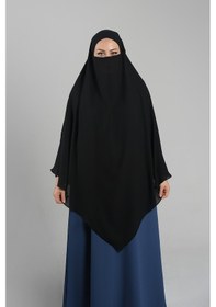 Resim Hürrem Bone Siyah Pratik Hazır Geçmeli Tesettür Eşarp Krep Bağcıklı Çift Katlı Sufle Hijab 2314 01 Siyah 
