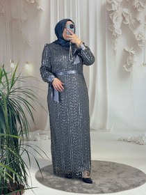 Resim Freya Tesettür Abiye - Antrasit / 52 