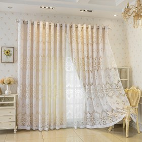 Resim Şık Çift Katmanlı Jakar Perde - UV Koruma, Kolay Kurulum için Çubuk Cebi Tasarımı - Oturma Odası & Yatak Odası Dekoru için Mükemmel 
