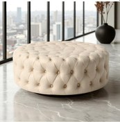 Resim Smarto Relax Puf Evolene Ayaksız Kapitoneli Dekoratif 100x45 Cm Bej Bej 