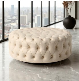 Resim Smarto Relax Puf Evolene Ayaksız Kapitoneli Dekoratif 100x45 Cm Bej Bej 