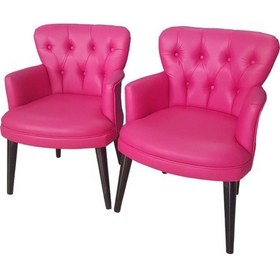 Resim Garden House 2 Tekli Pembe Deri Ofis Koltuğu Bekleme Koltuğu Çalışma Masa Sandalyesi Berjer Pembe 
