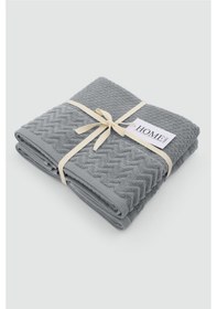 Resim 2li Kadife Bordürlü Jakarlı 50x90 El Havlusu Spectre Gri 