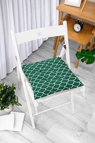 Resim RealHomes Yeşil Pul Tasarımlı Dijital Baskılı Modern Pofidik Sandalye Minderi 