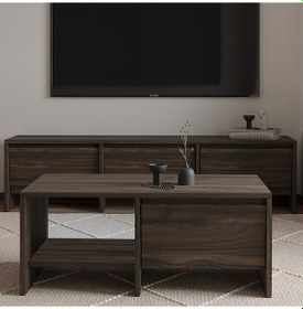 Resim Laris Üçlü Set Tv Sehpası, Konsol Ve Orta Sehpa İle Modern Yaşam Alanları İçin Takım Ceviz 