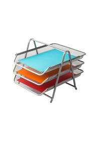 Resim Kraf Perfore Evrak Rafı Metal 3 Katlı 460g Gri 