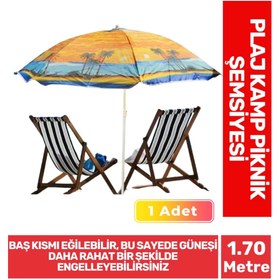 Resim Armoris Yeni Nesil Güneş Su Geçirmez Fiber Tel Büyük Boy Katlanabilir Taşınabilir 170cm Kamp Plaj Şemsiyesi 