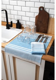 Resim 45x65, 2'li Kurulama Bezi, %100 Pamuk Yüksek Su Emici Mavi 