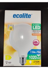 Resim Ecolite Led Dimmerable Soft Filament Globe G125 7,5W E27 2700K Le 