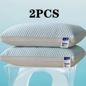 Resim 2 adet Serinletici Nefes Alabilen Tofu Yastık, Boyun Desteği Rahat ve Kolay Uyku, Polyester Fiber Dolgu Yastık, Makine Yıkanabilir, Ev ve Otel için Mükemmel, Tüm Uyku Konumları İçin İdeal Noel Hediyesi 