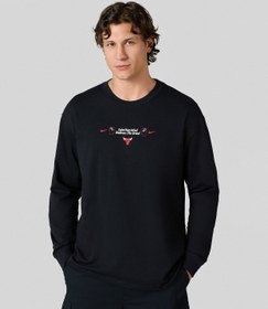 Resim Nike Chicago Bulls Courtside Long-Sleeve Max90 Sweatshirt - Siyah / 