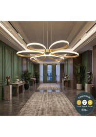 Resim Levent Papatya 3 Renkli Plafonyer Model Gold Kasa Ledli Modern Aydınlatmalı 60 Cm Ledli Avize Eskitme 