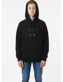 Resim Kapşonlu Baskılı Erkek Çocuk Sweatshirt-90869 Siyah 