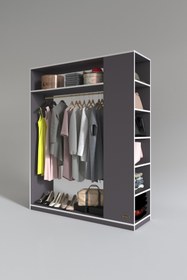 Resim Kenzlife giysi dolabı bayram 180*150*40 gri gardırop tekerlekli 