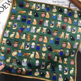 Resim Şık Kore Karikatür Kedi Eşarpı - Canlı Mavi ve Beyaz Çizgili Tasarım, Örülmüş, Kuru Temizlenebilir, Dekoratif ve Sıcak, Esnek Değil, Nefes Alabilir, Dış Mekan Kullanımı İçin Mükemmel, Dış Mekan Aksesuarı | Canlı Eşarp | Örülmüş Dokulu, Sevimli Eşarp 
