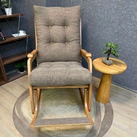 Resim Asedia Kontes Naturel Kahve Keten Dolgu Minderli Sallanan Sandalye Dinlenme Koltuğu 