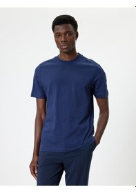 Resim Koton Basic Tişört Kısa Kollu Bisiklet Yaka Pamuklu Lacivert 5wam10078hk Lacivert 