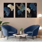 Resim Soyut Desen Çiçek 3'lü Mdf Tablo Set 